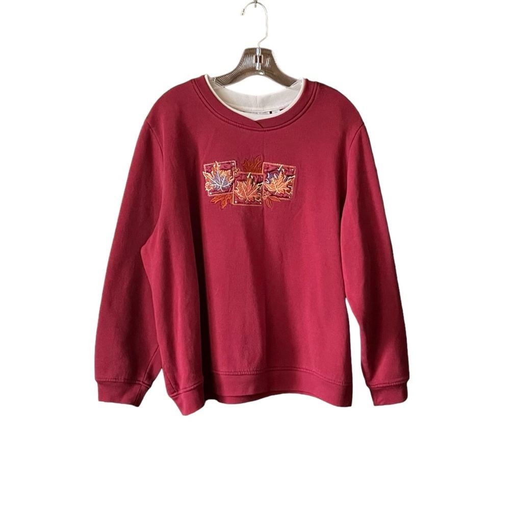 Fall ready Embroidered Leaves double collar sweatshirt. Womens Sz.3X